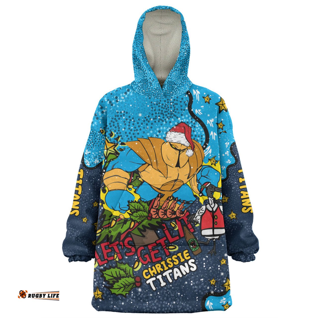 Gold Coast Titans Christmas Custom Snug Hoodie - Let's Get Lit Chrisse Pressie Snug Hoodie