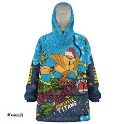 Gold Coast Titans Christmas Custom Snug Hoodie - Let's Get Lit Chrisse Pressie Snug Hoodie