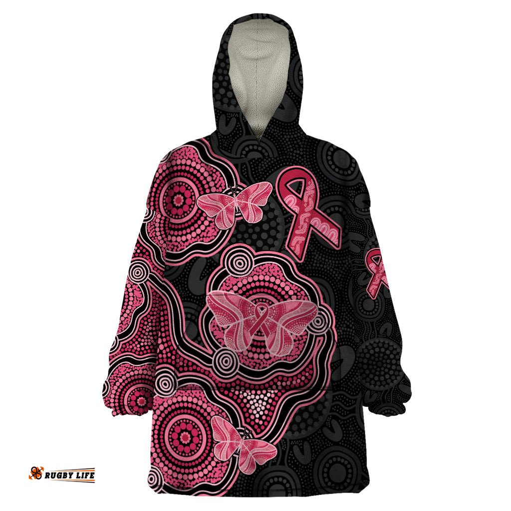 australia indigenous mothers day wearable blanket hoodie aboriginal breast cancer ribbon