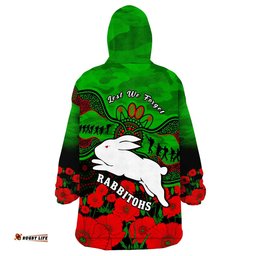 rabbitohs rugby anzac wearable blanket hoodie south sydney camouflage poppy aboriginal