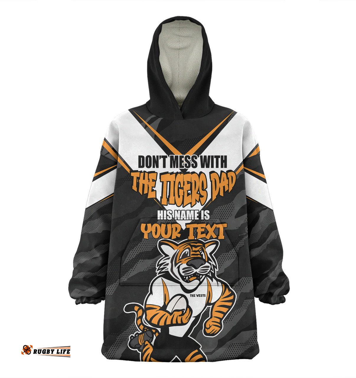 Wests Tigers Father's Day Snug Hoodie - Screaming Dad and Crazy Fan