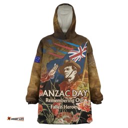 Anzac Day Snug Hoodie - Remembering Our Fallen Heroes Oodie Blanket