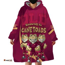 custom qld maroons cane toad wearable blanket hoodie queensland origin no3