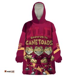 custom qld maroons cane toad wearable blanket hoodie queensland origin no3