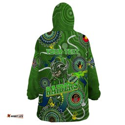 personalised naidoc week 2024 raiders wearable blanket hoodie australia fire burning dt02