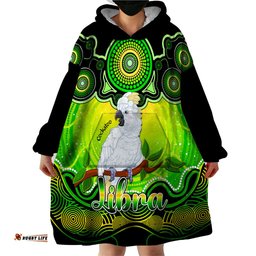 personalised australia libra cockatoo zodiac wearable blanket hoodie auz astrology aboriginal green