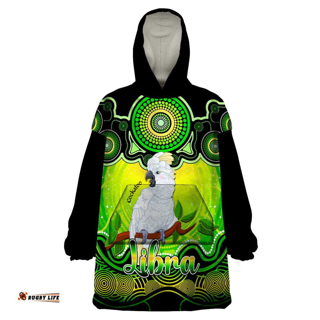 personalised australia libra cockatoo zodiac wearable blanket hoodie auz astrology aboriginal green