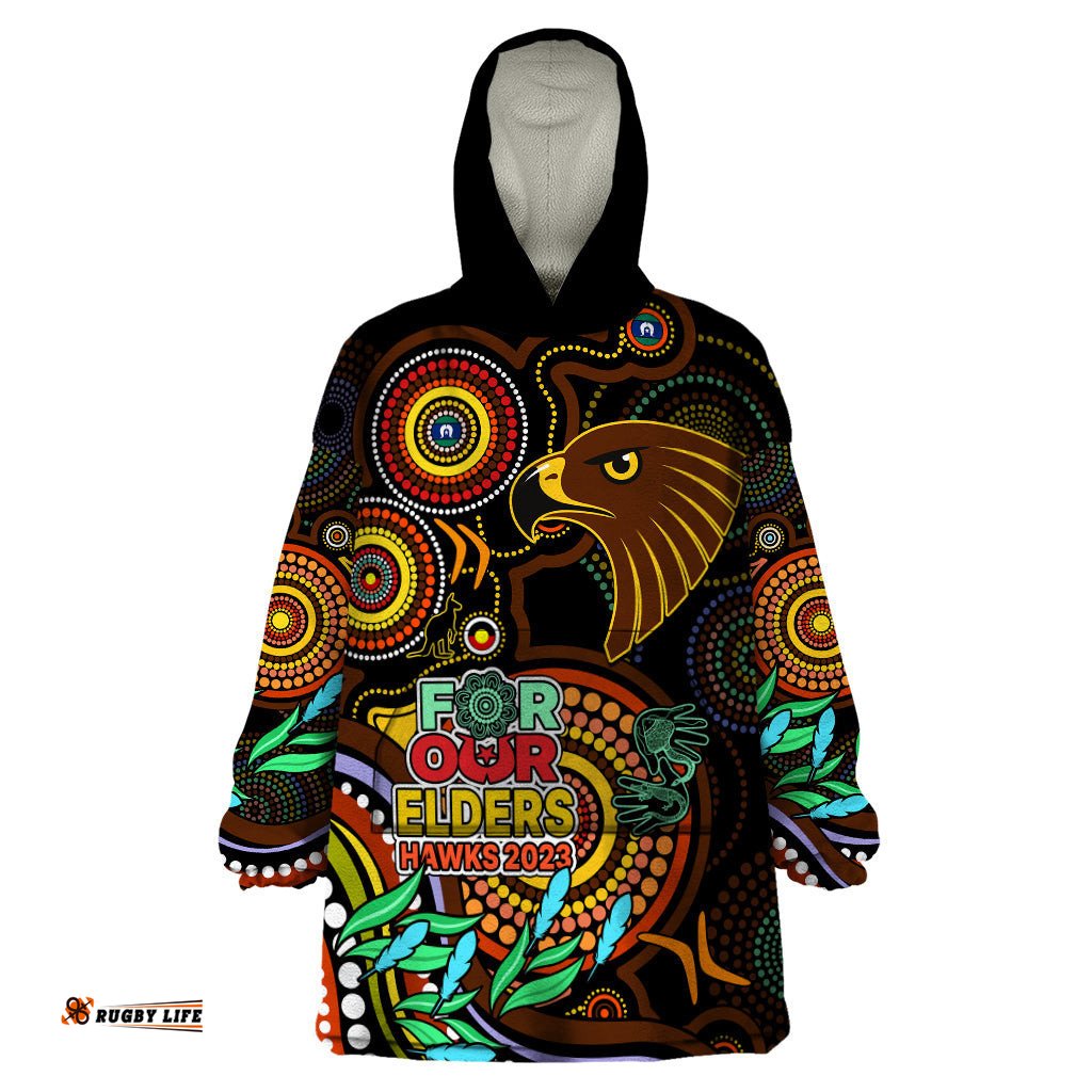 hawks football aboriginal art wearable blanket hoodie naidoc indigenous tribal