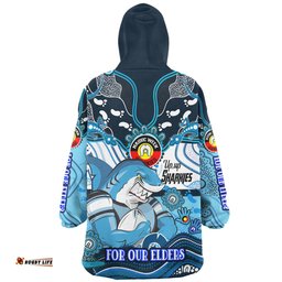 Cronulla-Sutherland Sharks Naidoc Week Custom Snug Hoodie - For Our Elders Home Jersey Oodie