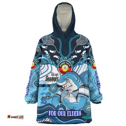 Cronulla-Sutherland Sharks Naidoc Week Custom Snug Hoodie - For Our Elders Home Jersey Oodie
