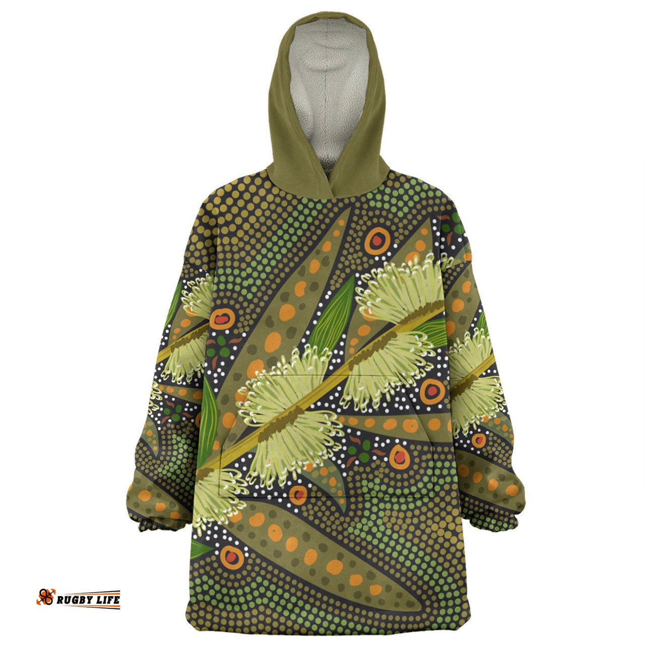 Australia Flowers Aboriginal Snug Hoodie - Aboriginal Dot Art Of Australian Native Flower Hakea Sericea Snug Hoodie