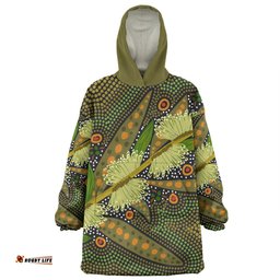 Australia Flowers Aboriginal Snug Hoodie - Aboriginal Dot Art Of Australian Native Flower Hakea Sericea Snug Hoodie