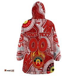 personalised naidoc week 2024 sydney swans wearable blanket hoodie australian aboriginal hand painting dt02