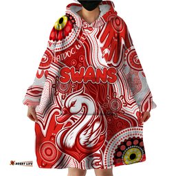 personalised naidoc week 2024 sydney swans wearable blanket hoodie australian aboriginal hand painting dt02