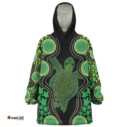 Australia Snug Hoodie - Aboriginal Art Green Turtle Inspired