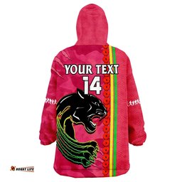 custom text and number panthers rugby anzac wearable blanket hoodie aboriginal mix poppy camouflage pink