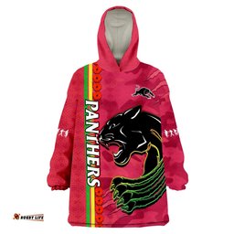 custom text and number panthers rugby anzac wearable blanket hoodie aboriginal mix poppy camouflage pink