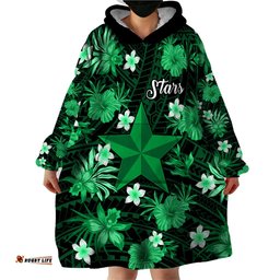 australian stars cricket wearable blanket hoodie baeuty pacific hibiscus and polynesian pattern