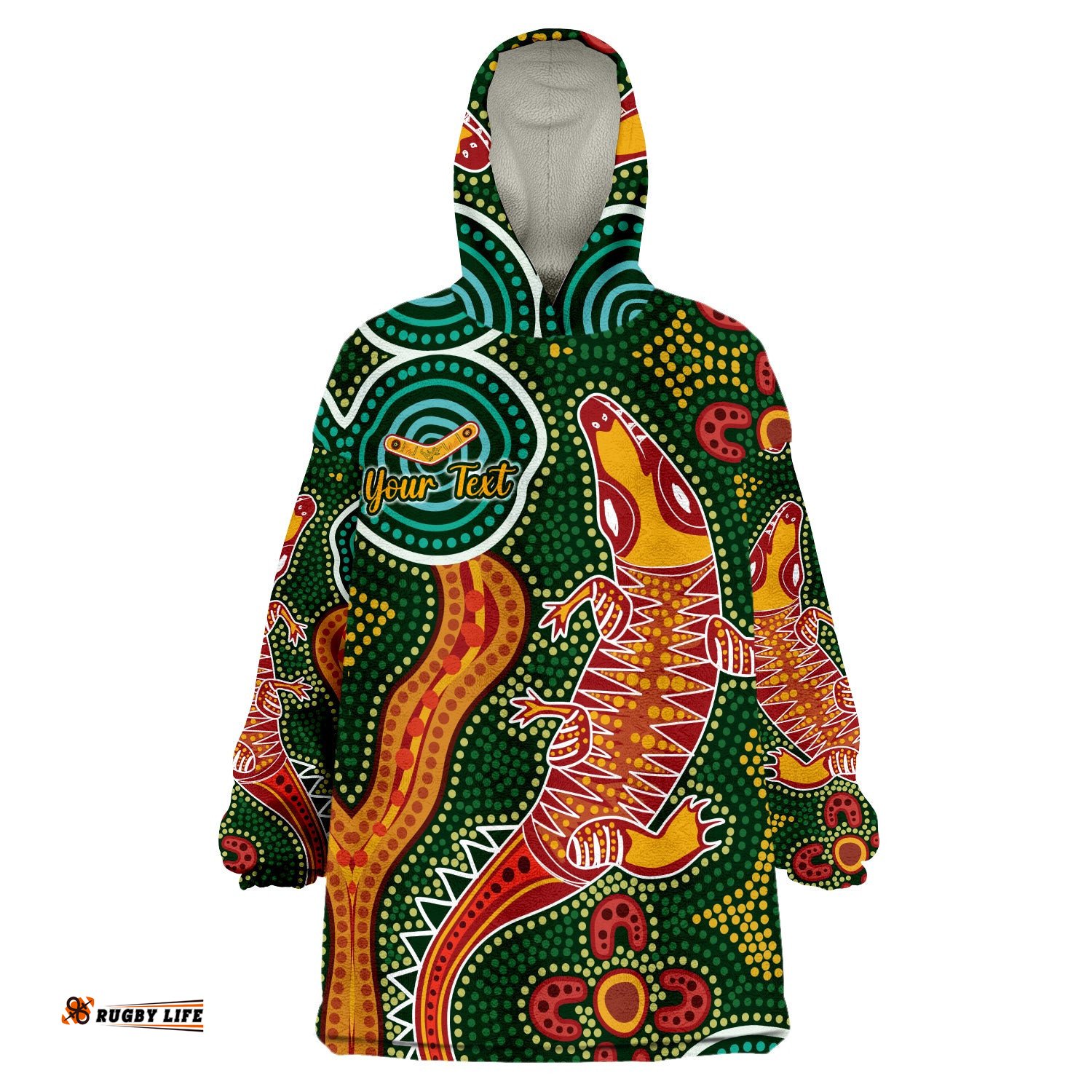 custom personalised aboriginal art crocodile you are number one wearable blanket hoodie