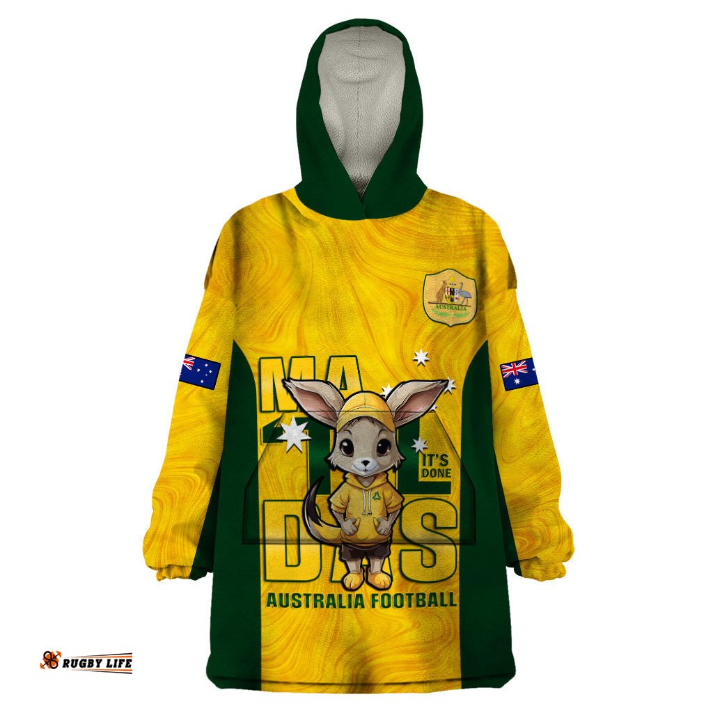 custom matildas wearable blanket hoodie australian cute mascot unique gold version