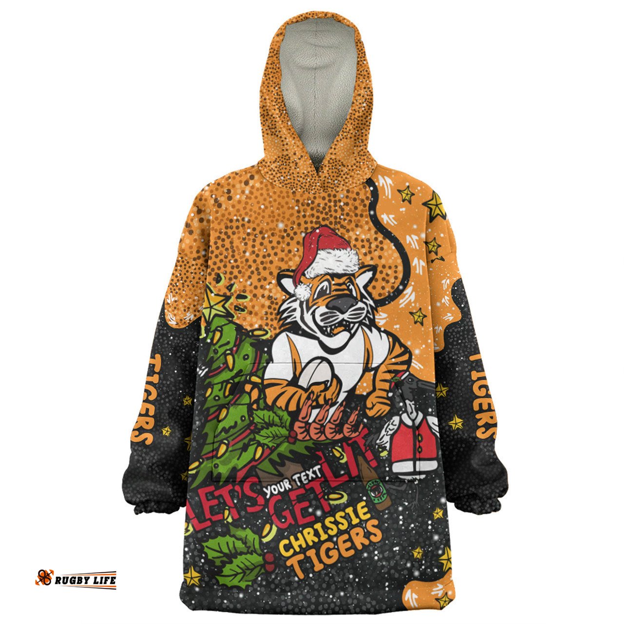 Wests Tigers Christmas Custom Snug Hoodie - Let's Get Lit Chrisse Pressie Snug Hoodie