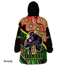 penrith panthers premiers black panther with aboriginal arty wearable blanket hoodie