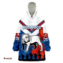 custom personalised bulldogs anzac day poppy lest we forget wearable blanket hoodie