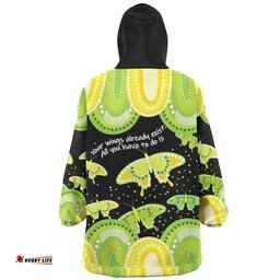Australia Snug Hoodie - Aboriginal Green Butterflies Art Inspired