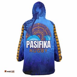 pasifika rugby snug hoodie custom pasifika polynesian waves oodie blanket