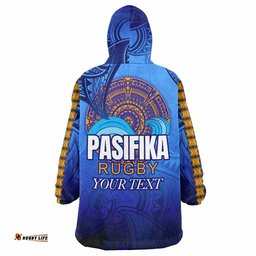 pasifika rugby snug hoodie custom pasifika polynesian waves oodie blanket