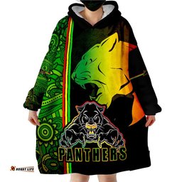 penrith panthers angry panther indigenous aboriginal style wearable blanket hoodie