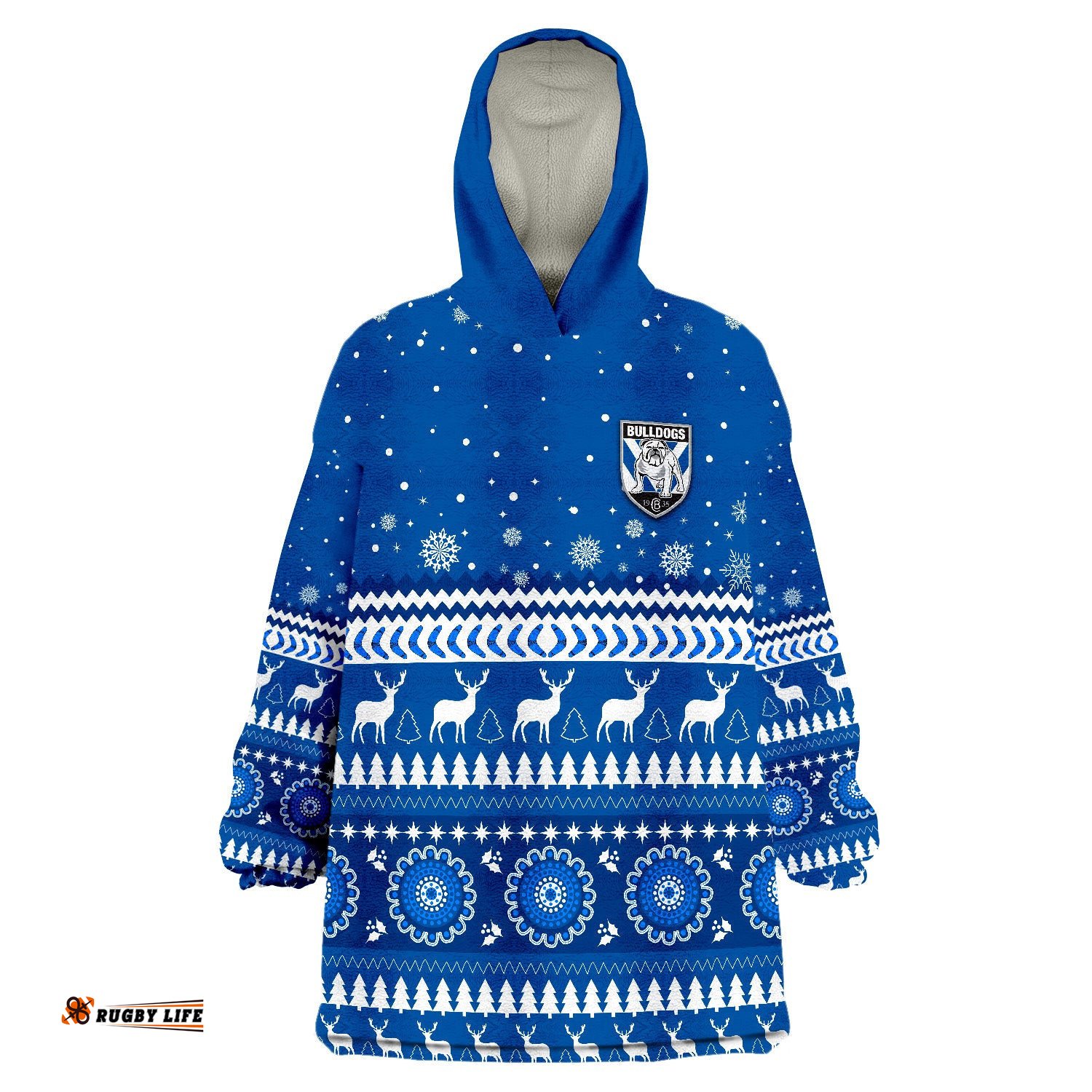 bulldogs christmas canterbury bankstown wearable blanket hoodie