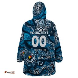 custom naidoc week 2024 blues wearable blanket hoodie aboriginal animals keep the fire burning dt02