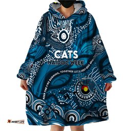 custom naidoc week 2024 blues wearable blanket hoodie aboriginal animals keep the fire burning dt02