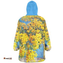 Australia Golden Wattle Snug Hoodie - Golden Wattle Bouquet Blue Background Oil Painting Art Snug Hoodie