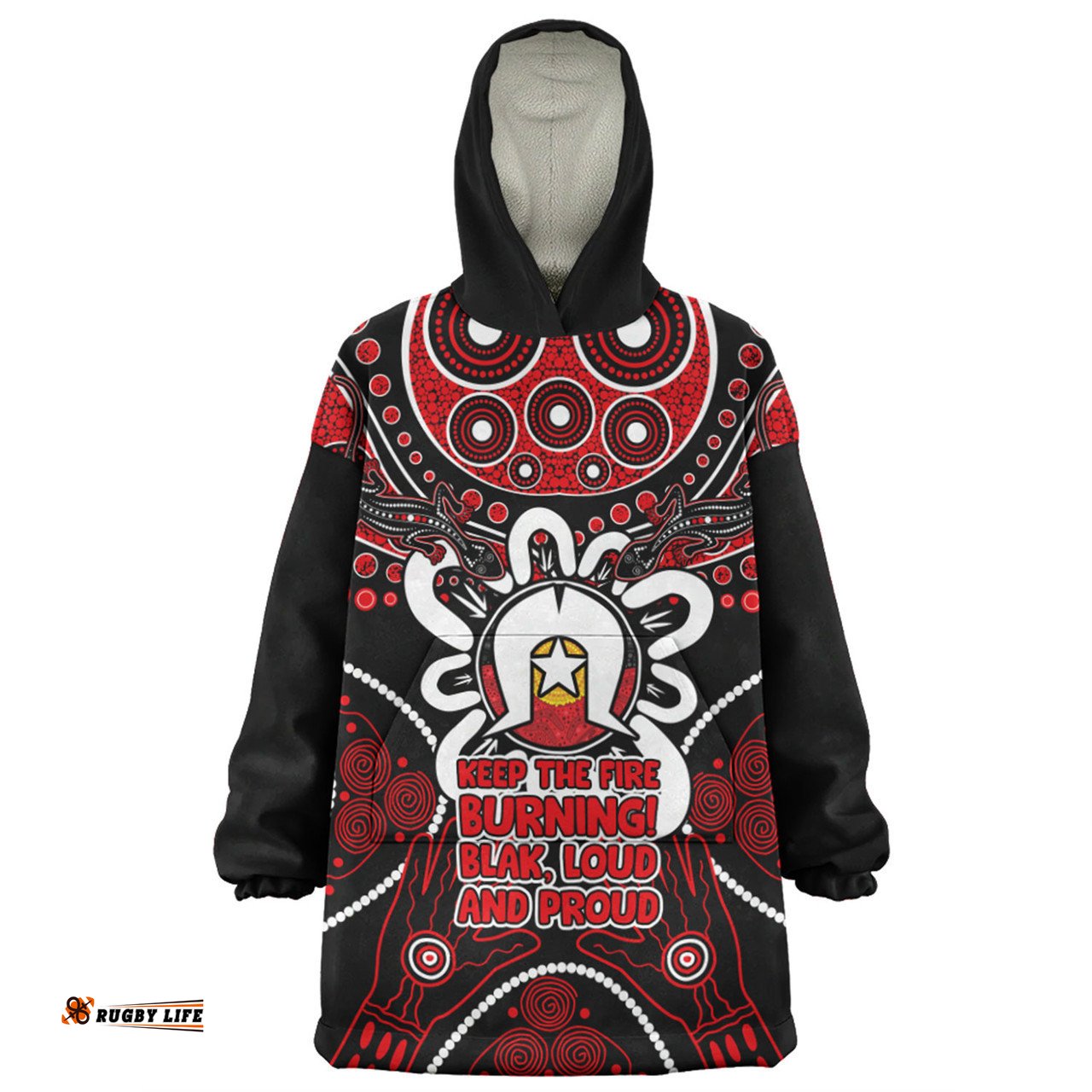 Australia Snug Hoodie Naidoc Week Aboriginal Inspired Dot Art Painting And Aussie Lizard