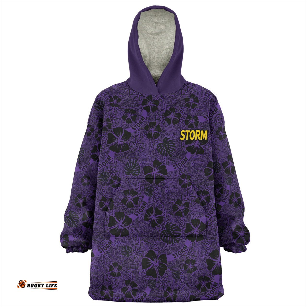 Melbourne Storm Snug Hoodie - Scream With Tropical Patterns