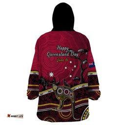 june 6 queensland day wearable blanket hoodie australian aboriginal art