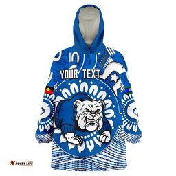 custom personalised bulldogs naidoc indigenous white wearable blanket hoodie