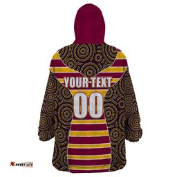 nrl boncos wearable blanket hoodie mix dot aboriginal