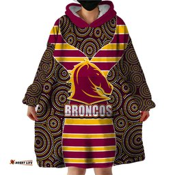 nrl boncos wearable blanket hoodie mix dot aboriginal