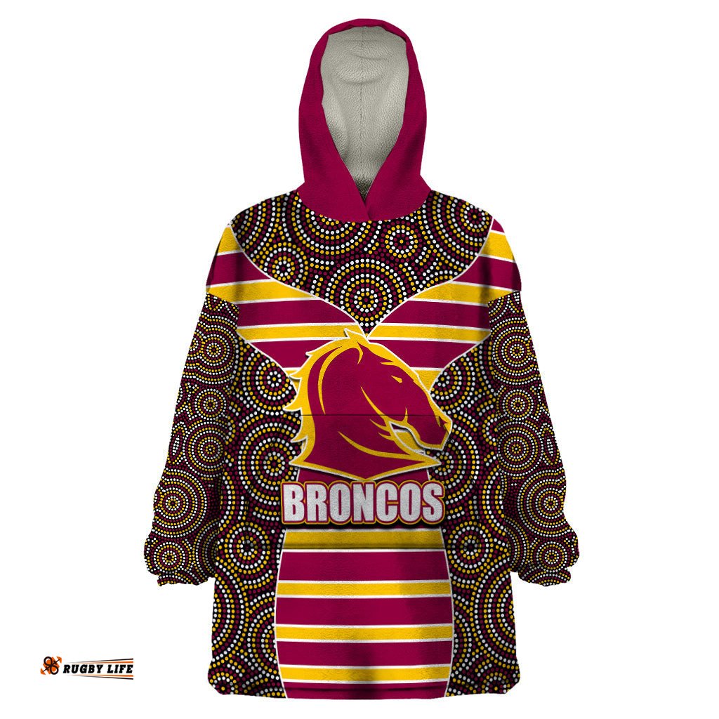 nrl boncos wearable blanket hoodie mix dot aboriginal