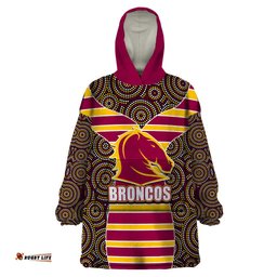 nrl boncos wearable blanket hoodie mix dot aboriginal