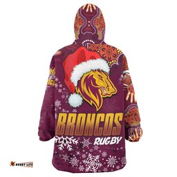 broncos rugby snug hoodie custom christmas santa hat horse rugby ball wearable blanket hoodie