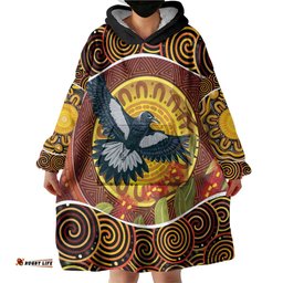 aboriginal magpies dots art wearable blanket hoodie native australian animals