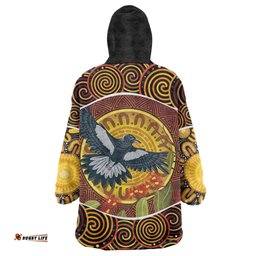 aboriginal magpies dots art wearable blanket hoodie native australian animals