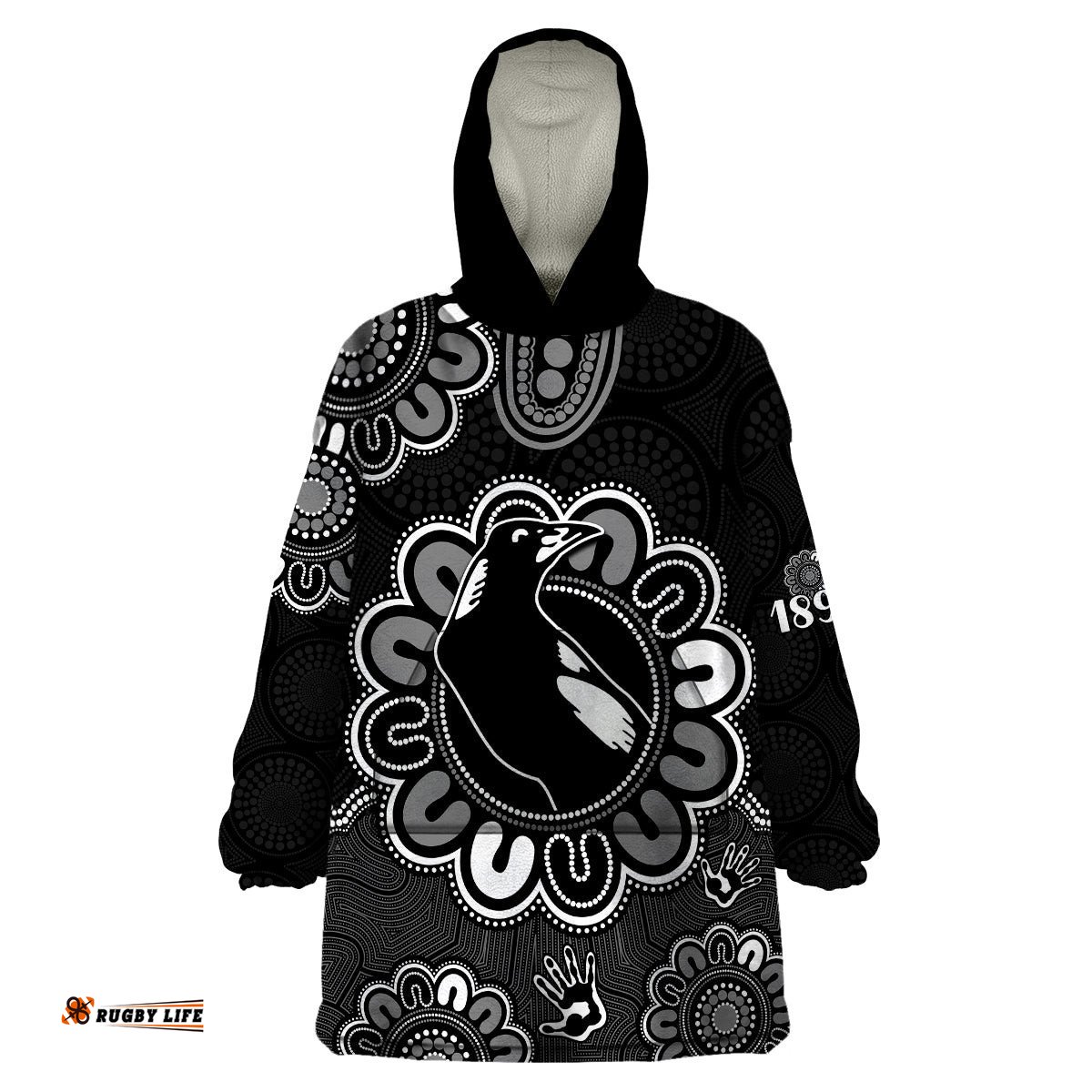 afl collingwood magpies 1892 aboriginal wearable blanket hoodie