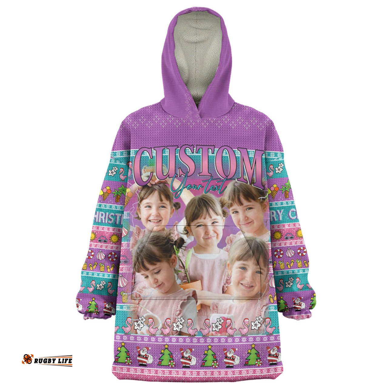 Australia Christmas Custom Snug Hoodie - Personalised Purple Summer Vibes Chrissie Present Snug Hoodie