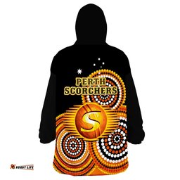 perth scorchers cricket wearable blanket hoodie champions bbl12 proud indigenous art