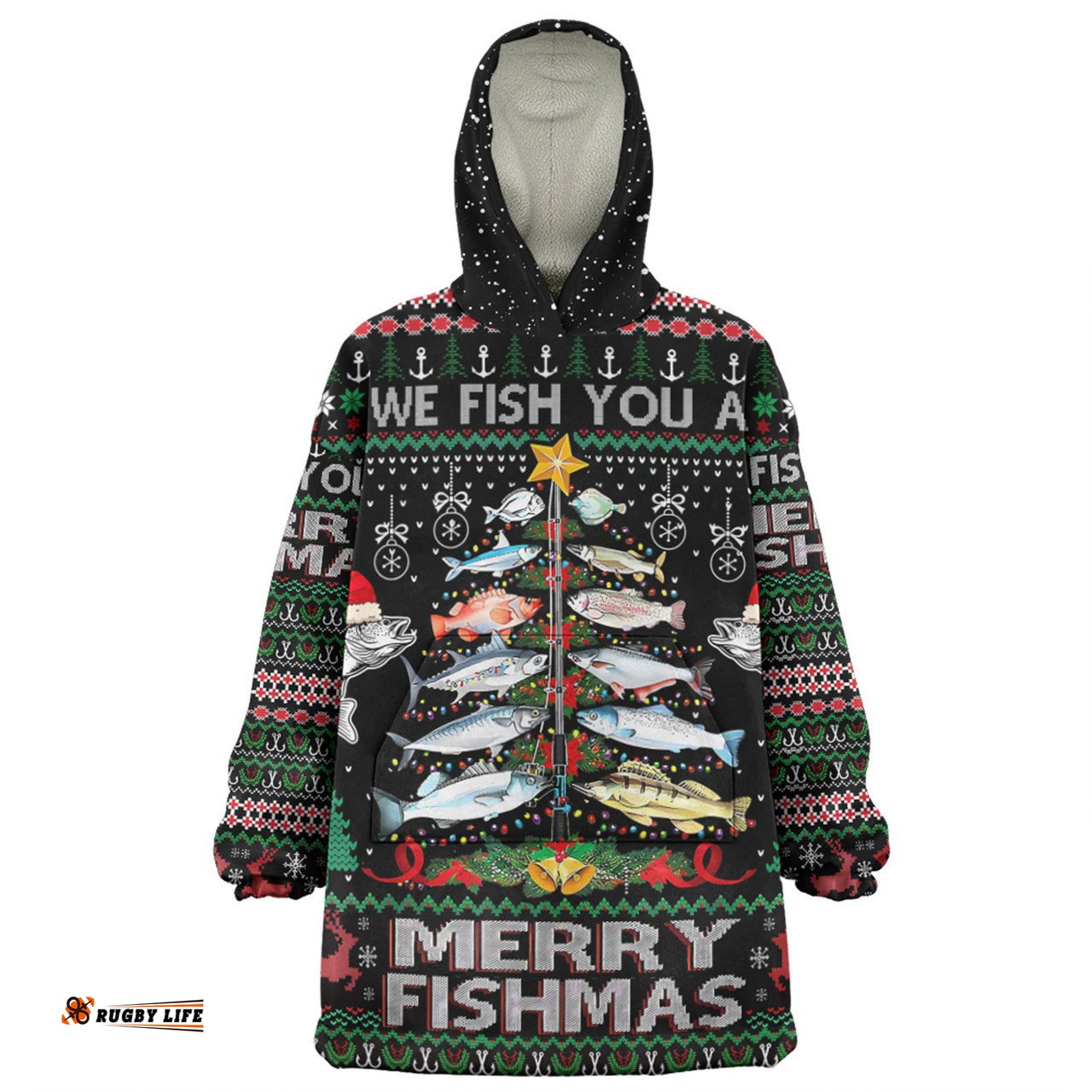 Australia Christmas Fishing Snug Hoodie - Merrry Fishmas Fishing Rod Christmas Tree Snug Hoodie